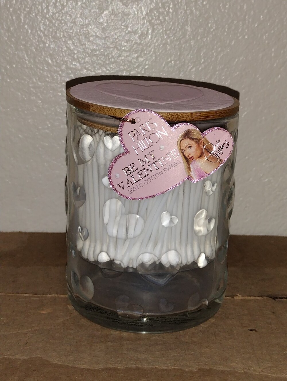 PARIS HILTON COTTON SWABS WITH GLASS JAR PARIS HILTON 350 COTTON SWABS SET NEW